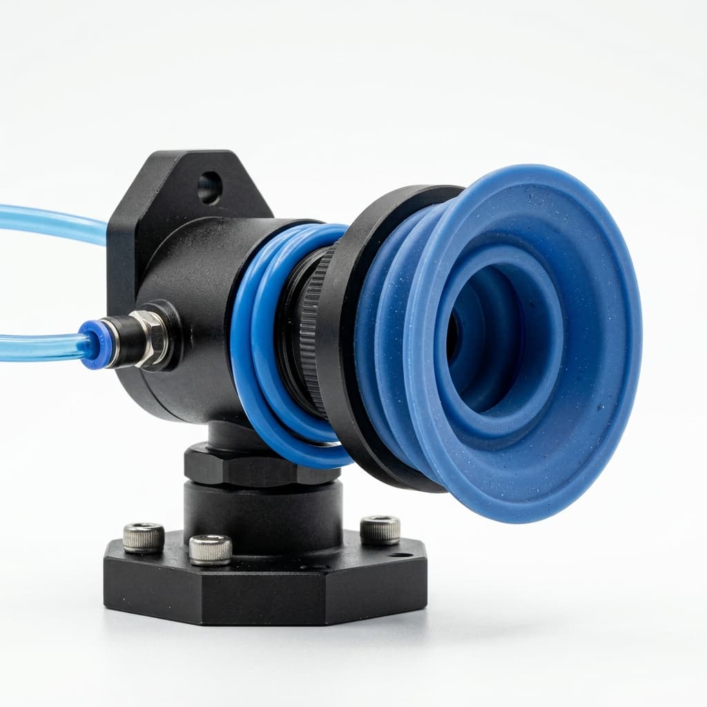 Pneumatic cobot suction cup mount for lightweight handling EOAT