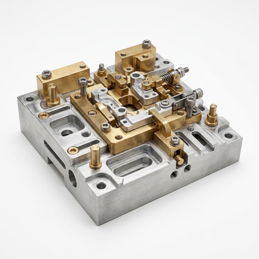Custom CNC machined robot nest with datum and pocket features
