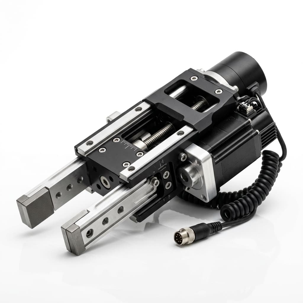 Electric servo gripper fingers with machined contact features