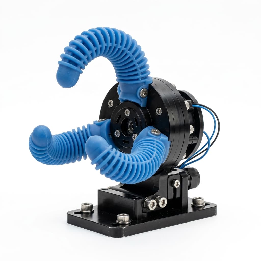 Soft robotics silicone gripper for clean or delicate handling context